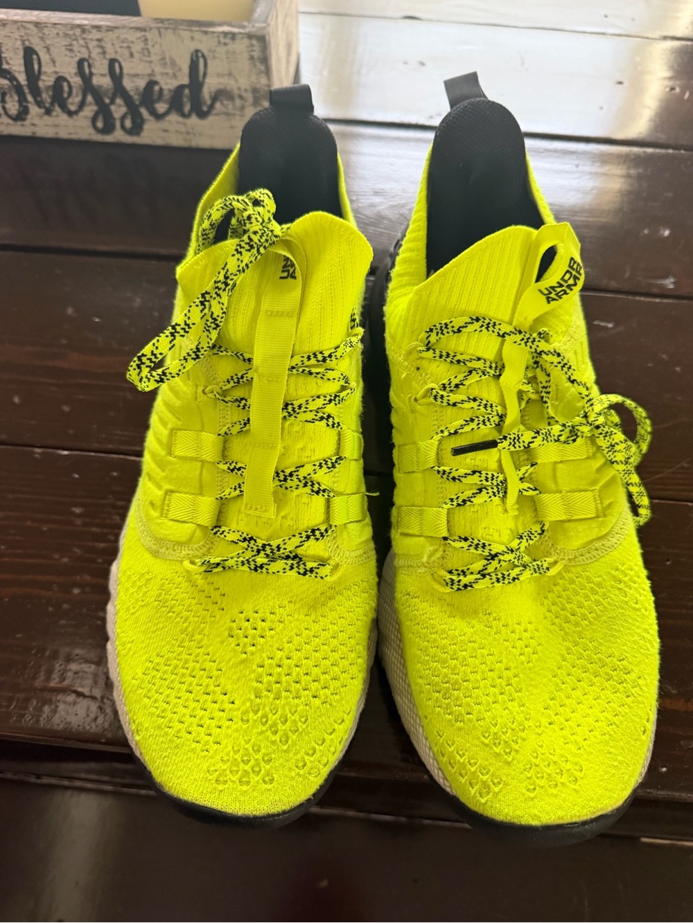 Under Armour Men's Bright Neon Yellow Knit Running Sneakers